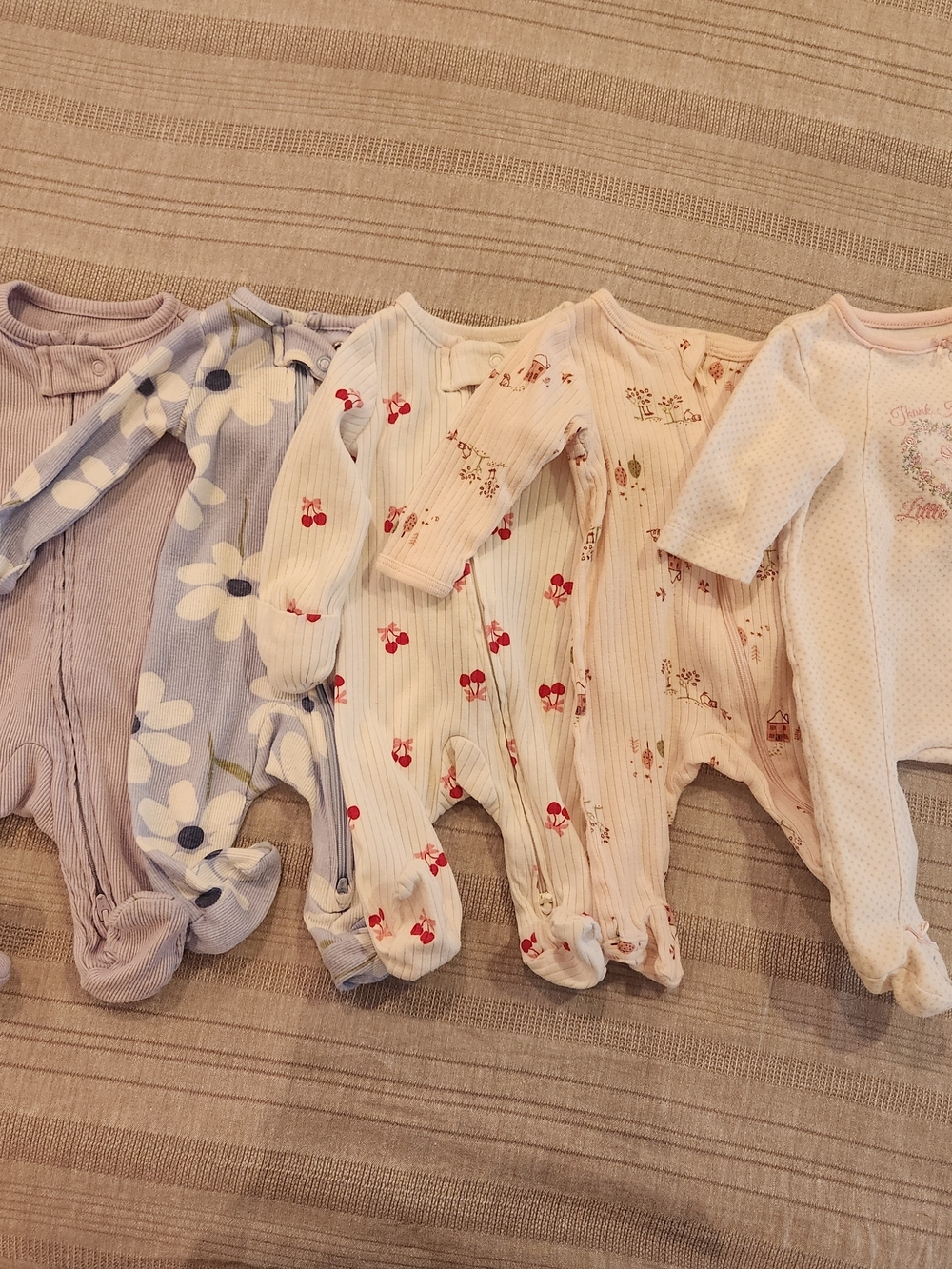 20 Pieces- Baby Neutral Floral & Cherry Footed Sleepers